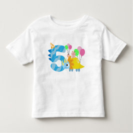 Camiseta Aniversário do Dinossauro, de 5 anos
