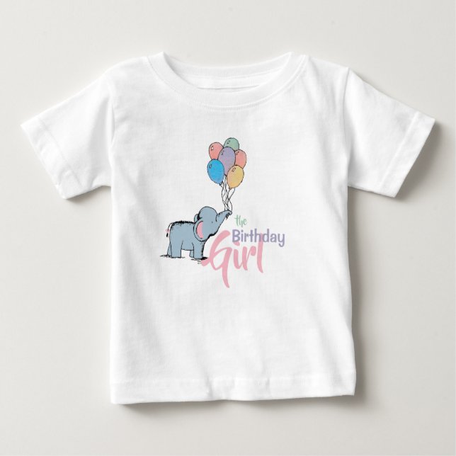 Camiseta Aniversário do Elefante Pastel Bunch dos Balões De (Frente)