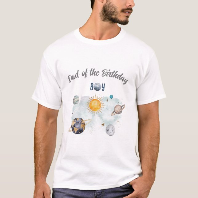 Camiseta Aniversário do Espaço Exterior Galáxia Sol Lua Est (Frente)