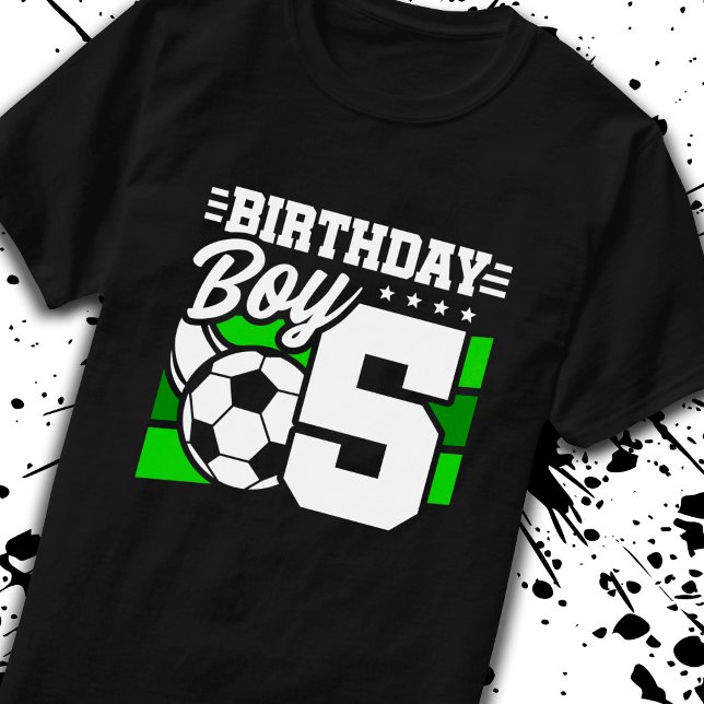 Camiseta Aniversário do Futebol - Menino de 5 anos - Aniver (Criador carregado)