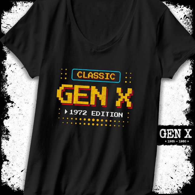 Camiseta Aniversário do game retrô clássico Gen X 1972 (Criador carregado)