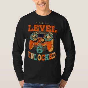 Camiseta Aniversário do Gamer 6 do Nível 6 Boys de Aniversá