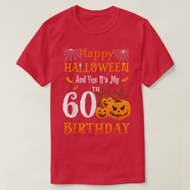 Camiseta Aniversário do Halloween, 60 anos, 60 anos, Pumpki (Frente do Design)