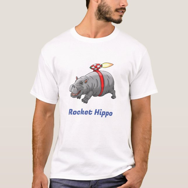 Camiseta Aniversário do Hipopótamo Foguete (Frente)