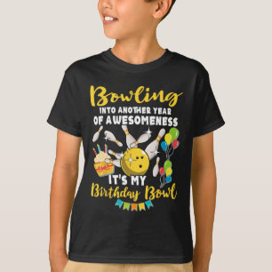 Camiseta Aniversário do Jogador de boliche Jogando Boliche