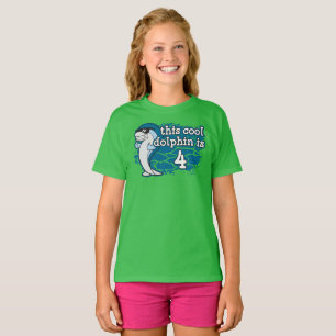 Camiseta Aniversário do miúdo o 4o este golfinho legal é