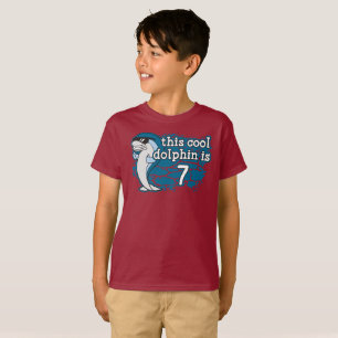 Camiseta Aniversário do miúdo o 7o este golfinho legal é