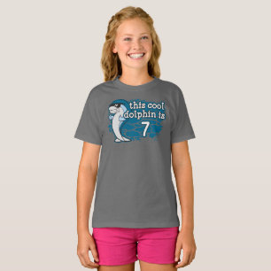 Camiseta Aniversário do miúdo o 7o este golfinho legal é