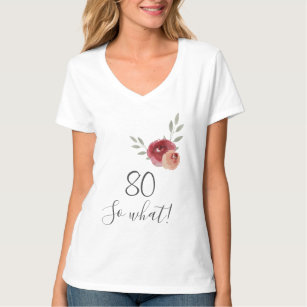 Camiseta Aniversário do Moderno Funny Watercolor 80 Floral