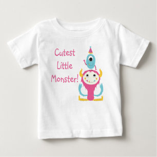 Camiseta Aniversário do Monstro Mais Pequeno e Rosa Azul