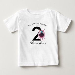 Camiseta Aniversário do Monstro Rosa Pequeno   Qualquer Ida