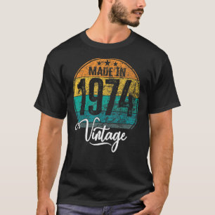 Camiseta Aniversário do nascimento do ano de 1974 aniversár