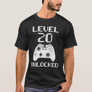 Camiseta Aniversário do Nível 20 Engraçado Gamer 20 de Víde
