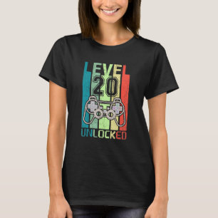 Camiseta Aniversário do Nível 20 Unlocked Video Gamer 20