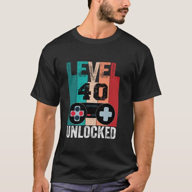 Camiseta Aniversário do nível 40 desbloqueado do jogador de (Frente)