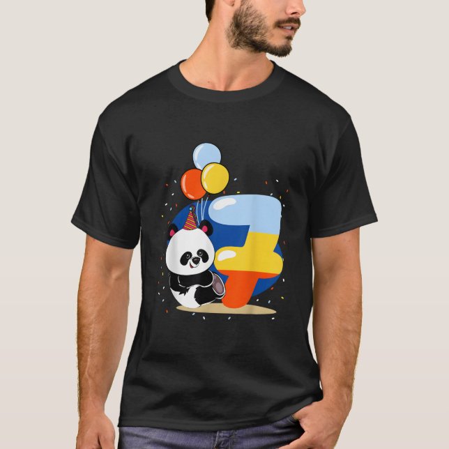 Camiseta Aniversário do Panda 7 Feliz 7º Aniversário (Frente)