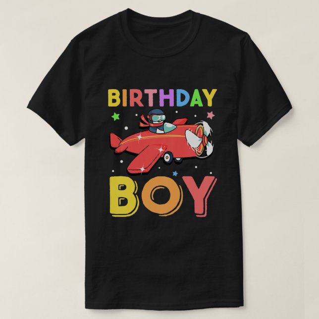 Camiseta Aniversário do Piloto Pinguim-aniversário de crian (Frente do Design)