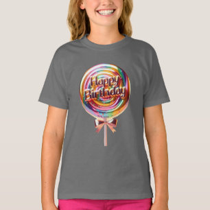 Camiseta Aniversário do pirulito com um Arco Dourado