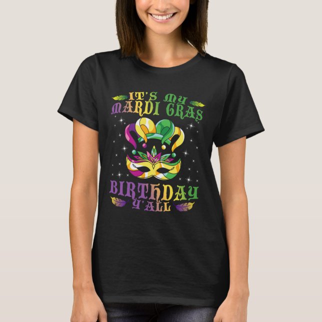 Camiseta Aniversário do Presente Idea Celebração Mascarada  (Frente)