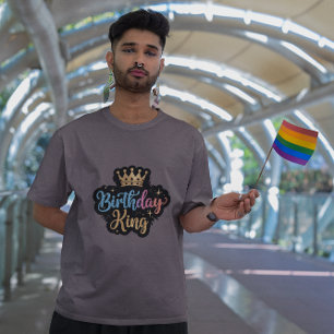 Camiseta Aniversário do Rei Glitter Crown Mens