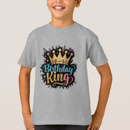 Camiseta Aniversário do Rei Ouro Crown Sparkle