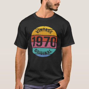 Camiseta Aniversário Do Retro Vintage Sunset Nascer Em 1970