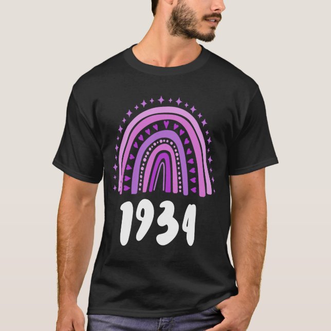 Camiseta Aniversário Do Roxo Arco-Íris De Nascimento De 193 (Frente)