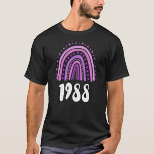 Camiseta Aniversário Do Roxo Arco-Íris De Nascimento De 198