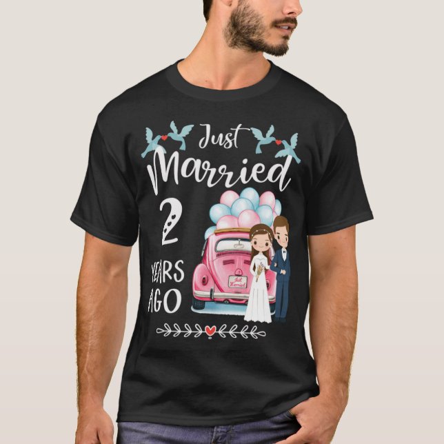 Camiseta Aniversário do segundo - Recem casados 2 Anos (Frente)