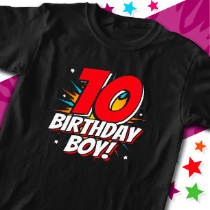 Camiseta Aniversário do Super Herói de 10 Anos Aniversário