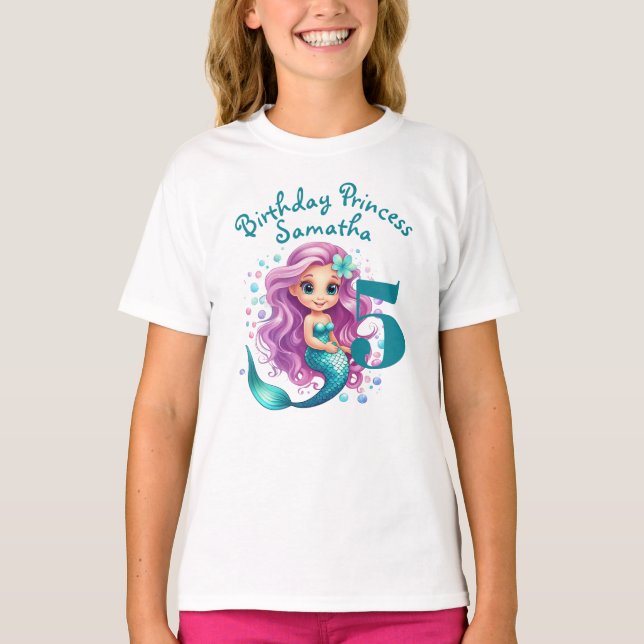 Camiseta Aniversário do Teal Mermaid Fantasy (Frente)