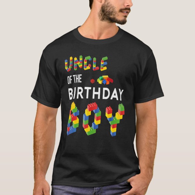Camiseta Aniversário do Tio Master Builder Boy Building Blo (Frente)