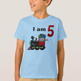 Camiseta Aniversário do trem dos brinquedos de cinco anos
