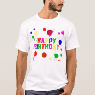 Camiseta Aniversário do Tshirt da pintura do Splatter