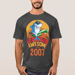 Camiseta Aniversário Do Tubarão, 13 Anos, Surf Incrível Des