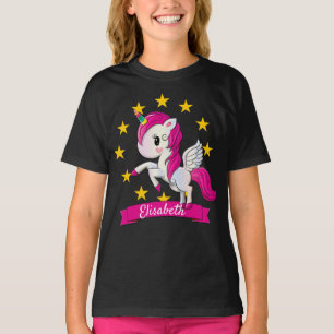 Camiseta Aniversário do Unicorn arco-íris personalizado col