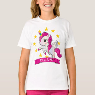 Camiseta Aniversário do Unicorn arco-íris personalizado col