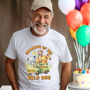 Camiseta Aniversário do vovô do safári de animais selvagens