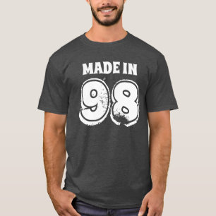 Camiseta Aniversário dos Meninos Feito em 98 Cinzas Típicas