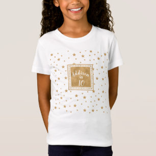 Camiseta Aniversário Dourado da Garota Glitter de Estrela 