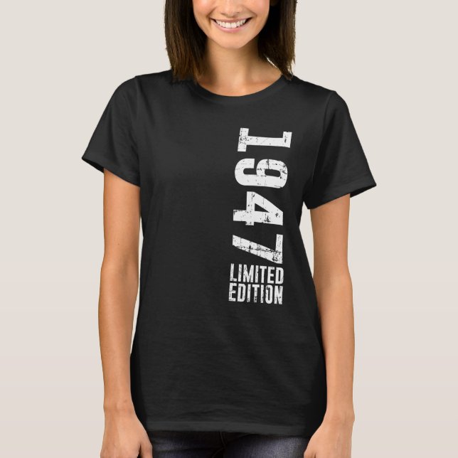 Camiseta Aniversário E Vintage 1947 (Frente)