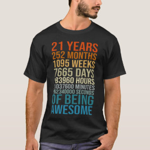 Camiseta Aniversário Engraçado 21 21 Velho Medidor 21 Anos