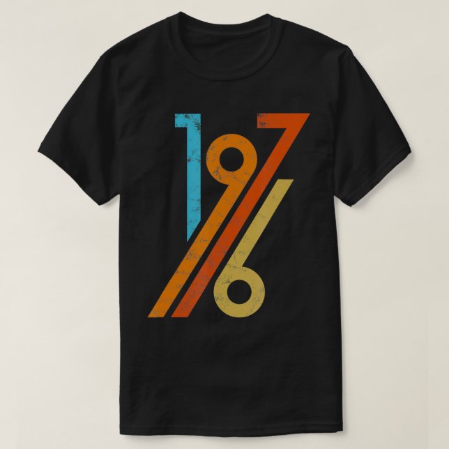 Camiseta Aniversário Estilo Vintage 70s 1976 (Frente do Design)