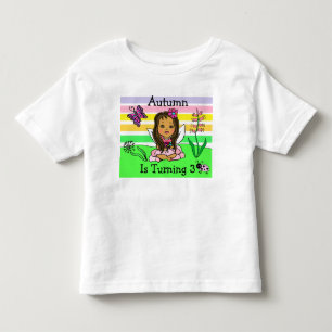Camiseta Aniversário Fada e Borboletas Idade e Nome