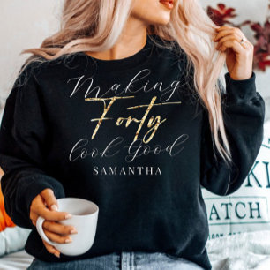 Camiseta Aniversário Fazer 40 Quarenta parece bom doce pres