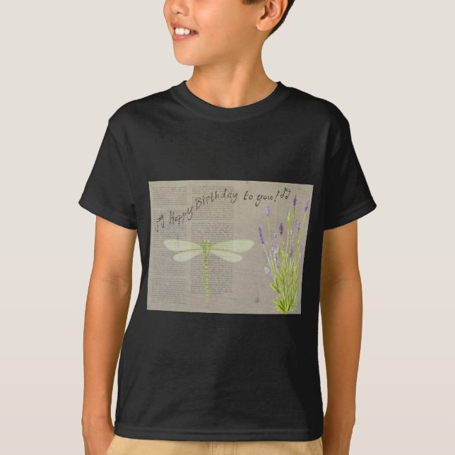 Camiseta aniversário feliz da libélula (Frente)