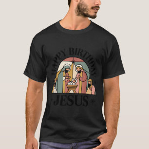 Camiseta Aniversário Feliz Jesus Natal Cristão Jovem