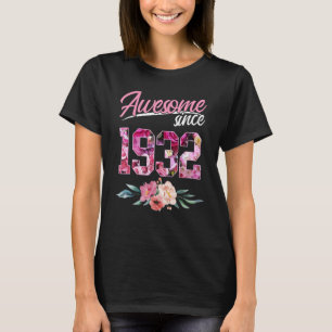 Camiseta Aniversário Floral De 91 Anos Incrível Desde 1932 