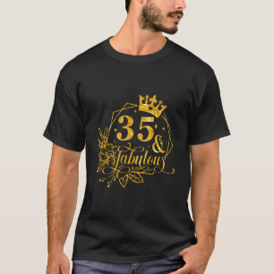 Camiseta Aniversário Floral Rainha 35 Fabulosa 35º Aniversá