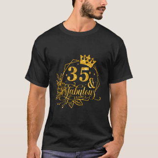 Camiseta Aniversário Floral Rainha 35 Fabulosa 35º Aniversá